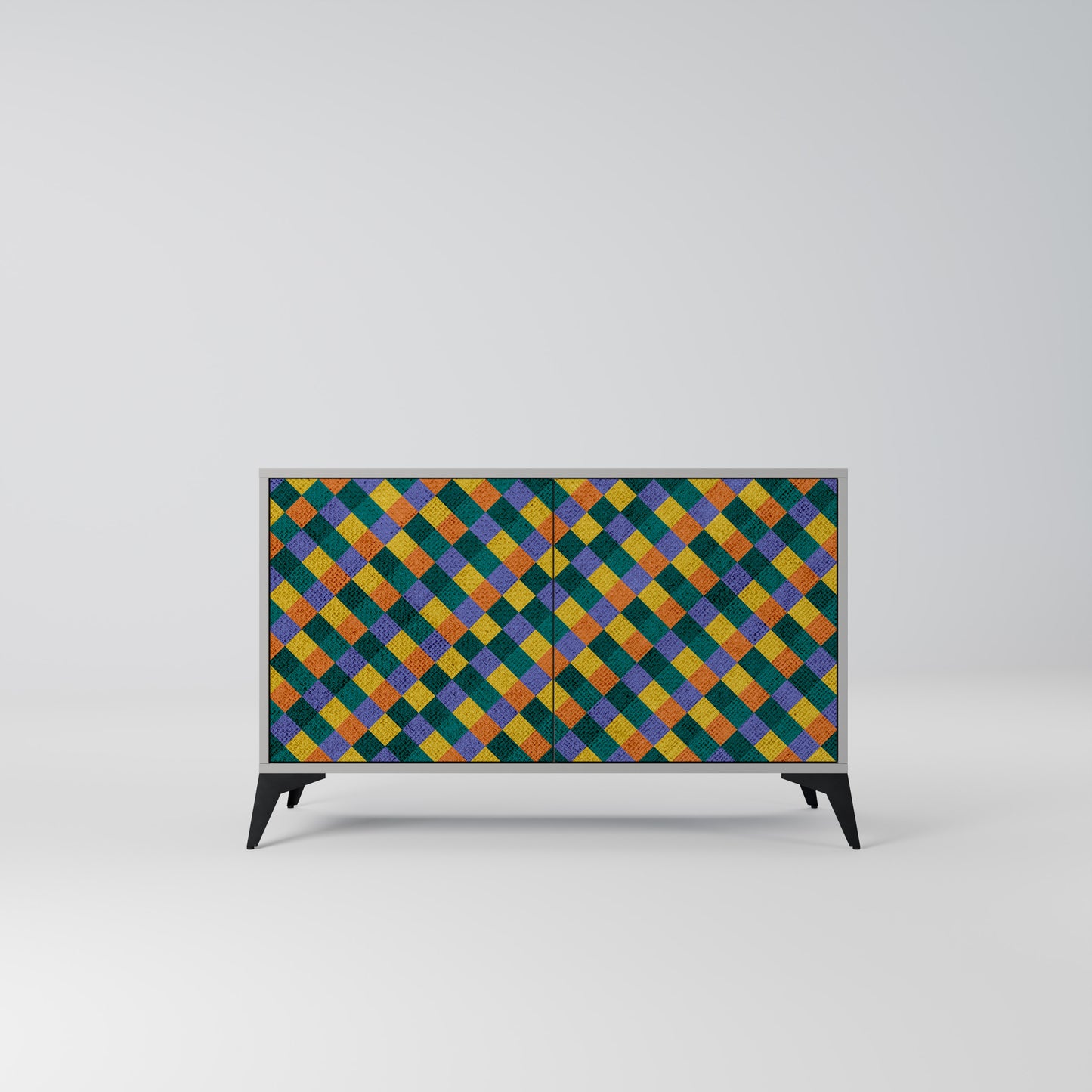 PAINTED SQUARES MIX 2-Door Sideboard in Grey Finish