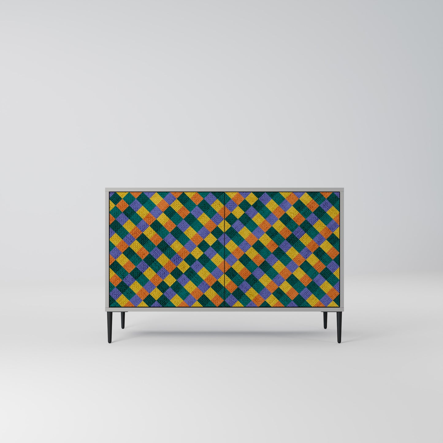 PAINTED SQUARES MIX 2-Door Sideboard in Grey Finish