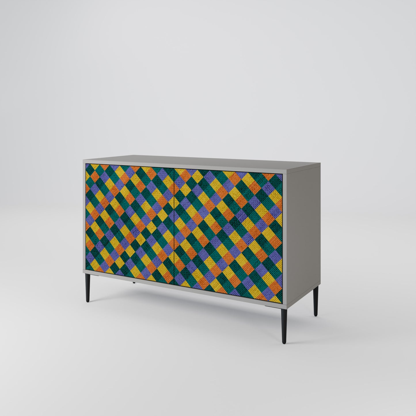 PAINTED SQUARES MIX 2-Door Sideboard in Grey Finish
