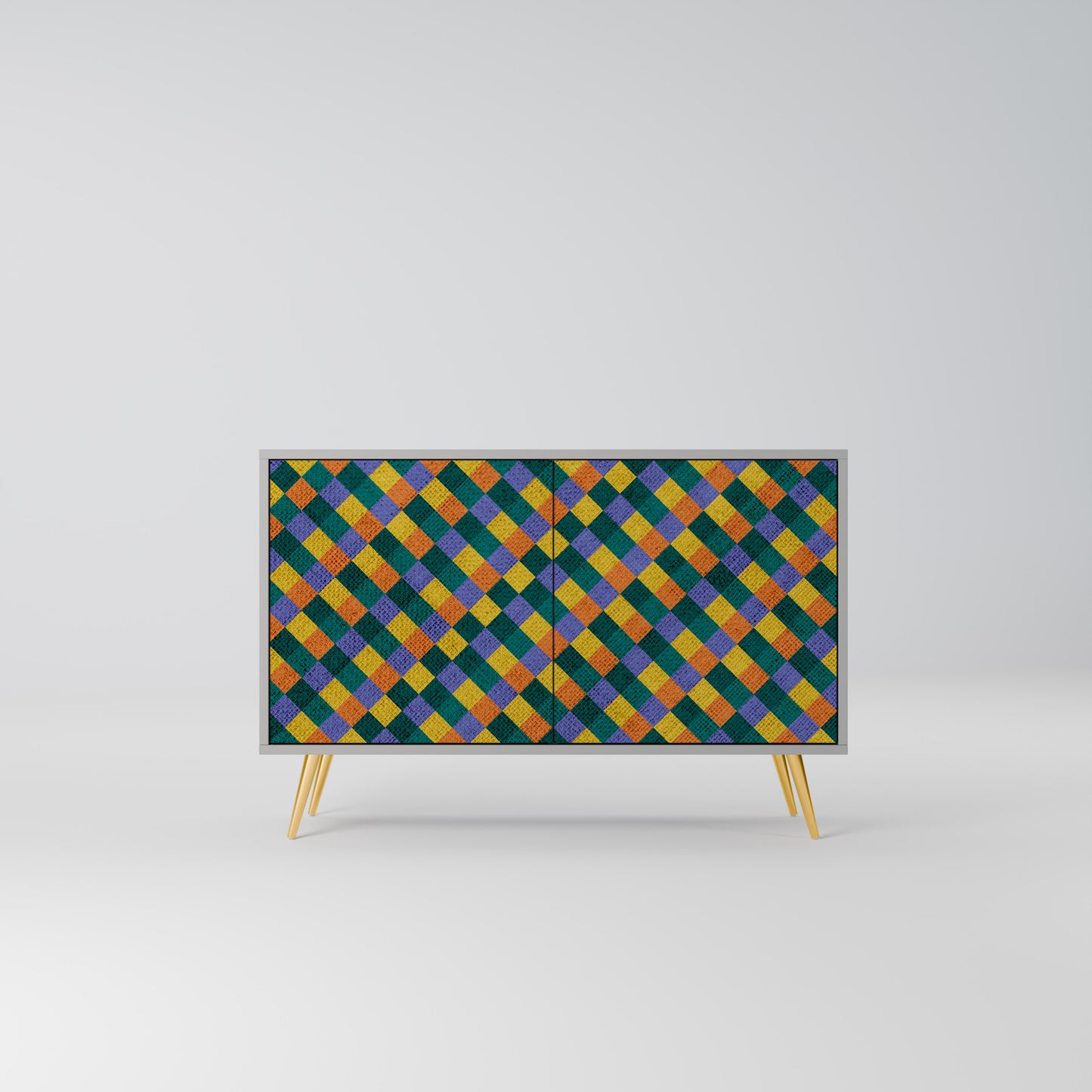 PAINTED SQUARES MIX 2-Door Sideboard in Grey Finish