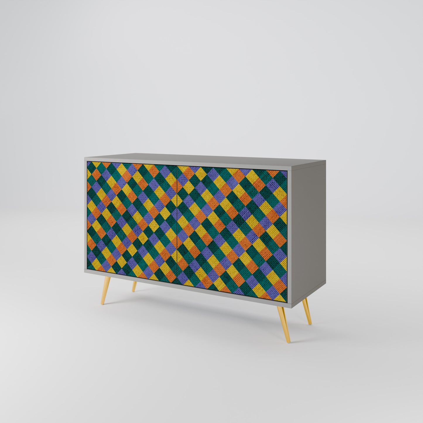 PAINTED SQUARES MIX 2-Door Sideboard in Grey Finish