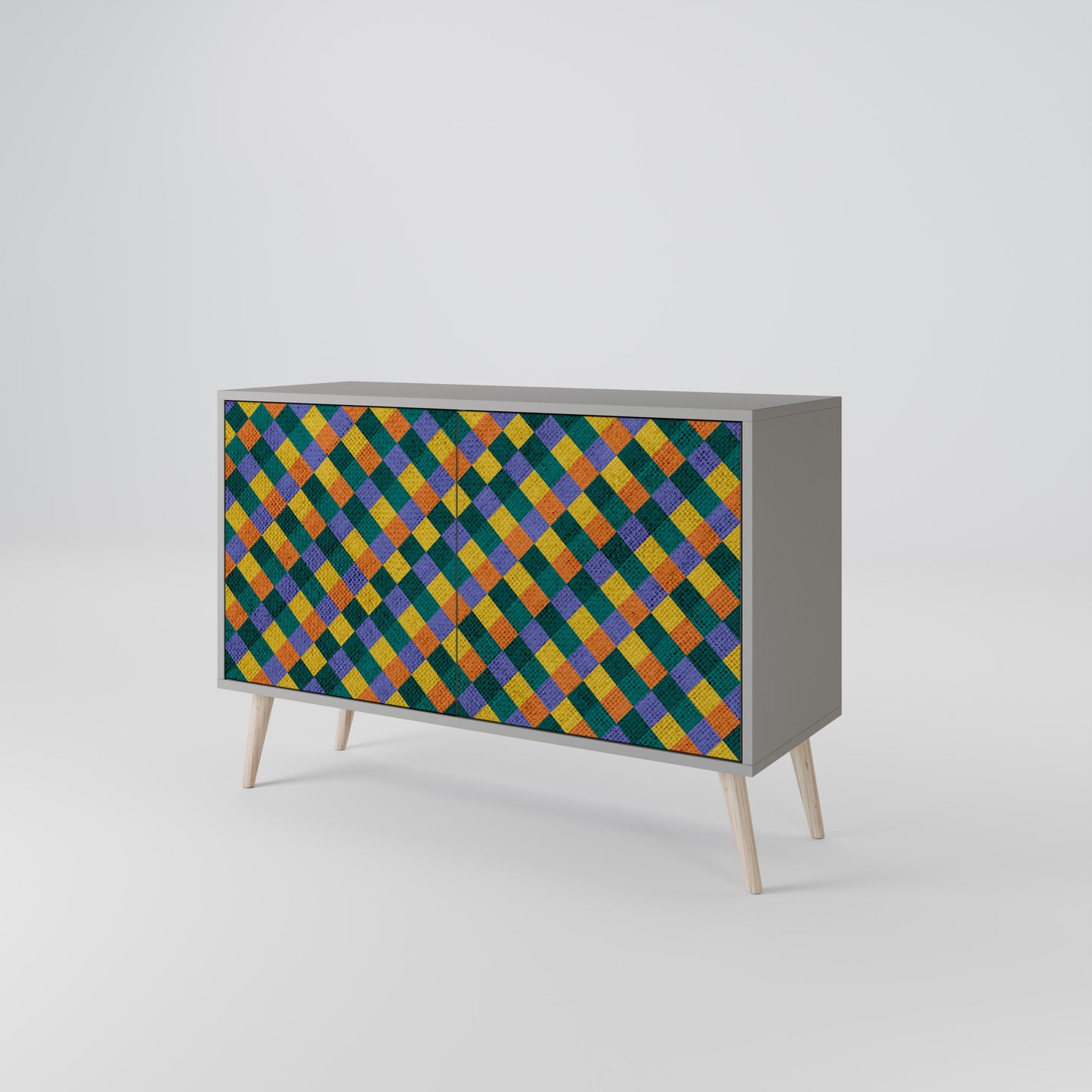 PAINTED SQUARES MIX 2-Door Sideboard in Grey Finish