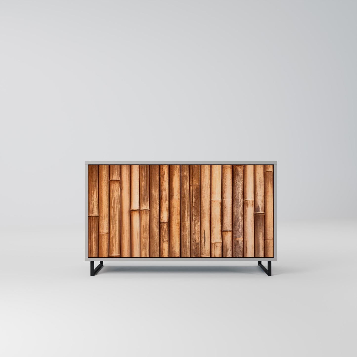 NATURAL WOOD 2-Door Sideboard in Grey Finish