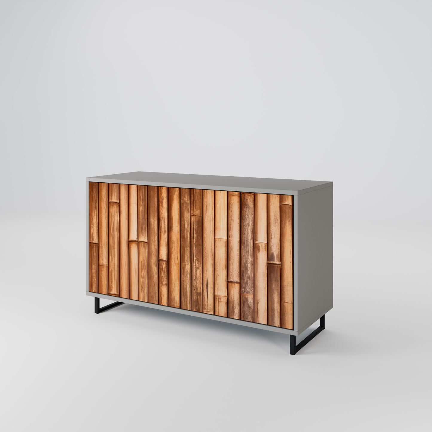 NATURAL WOOD 2-Door Sideboard in Grey Finish