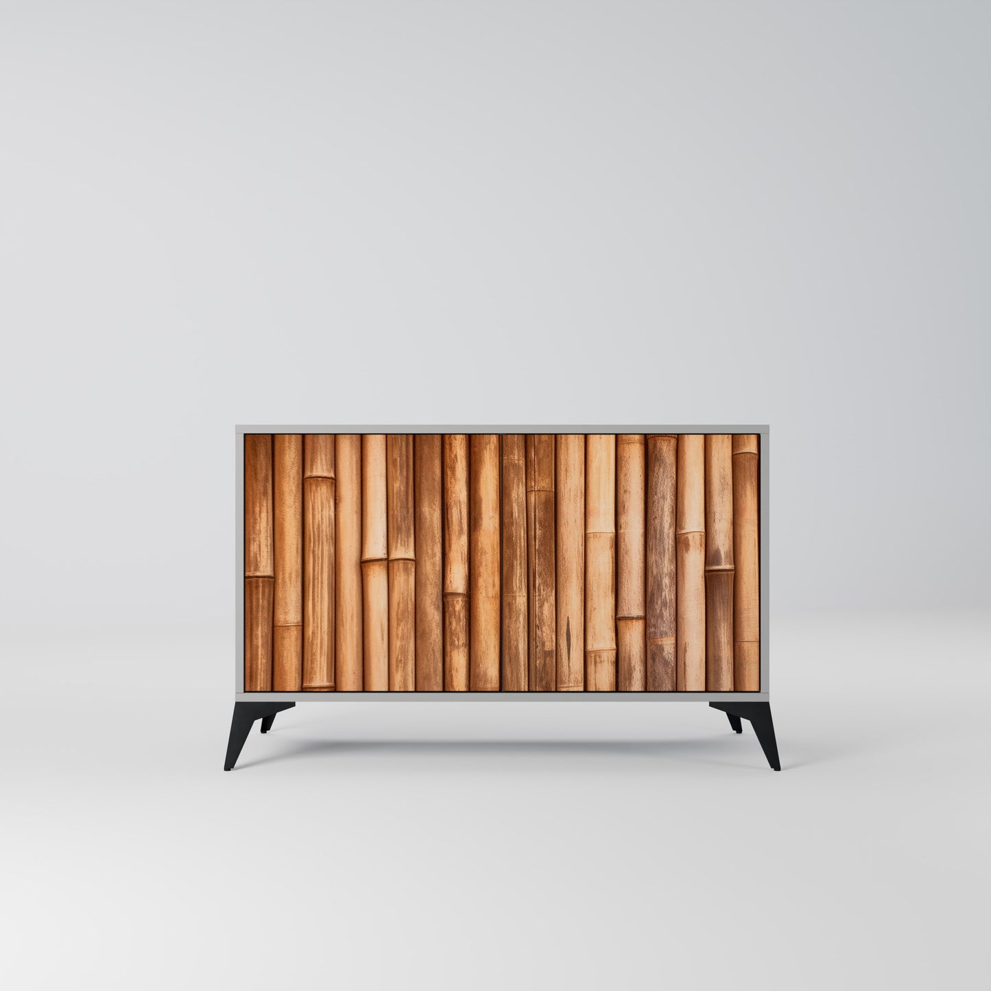 NATURAL WOOD 2-Door Sideboard in Grey Finish