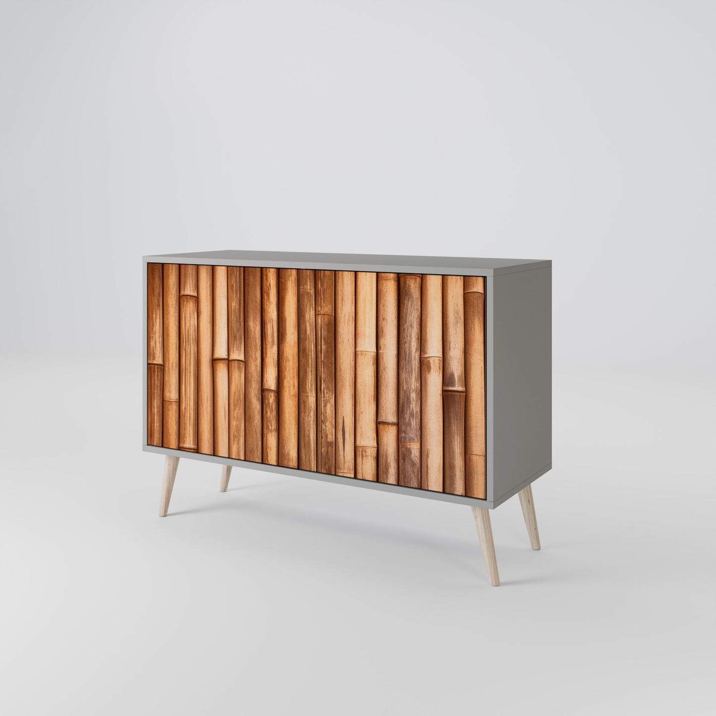 NATURAL WOOD 2-Door Sideboard in Grey Finish