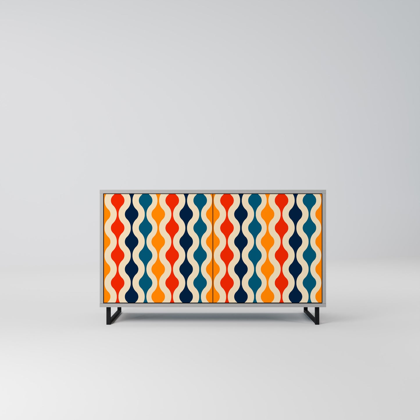 COLORFUL NOSTALGIA 2-Door Sideboard in Grey Finish