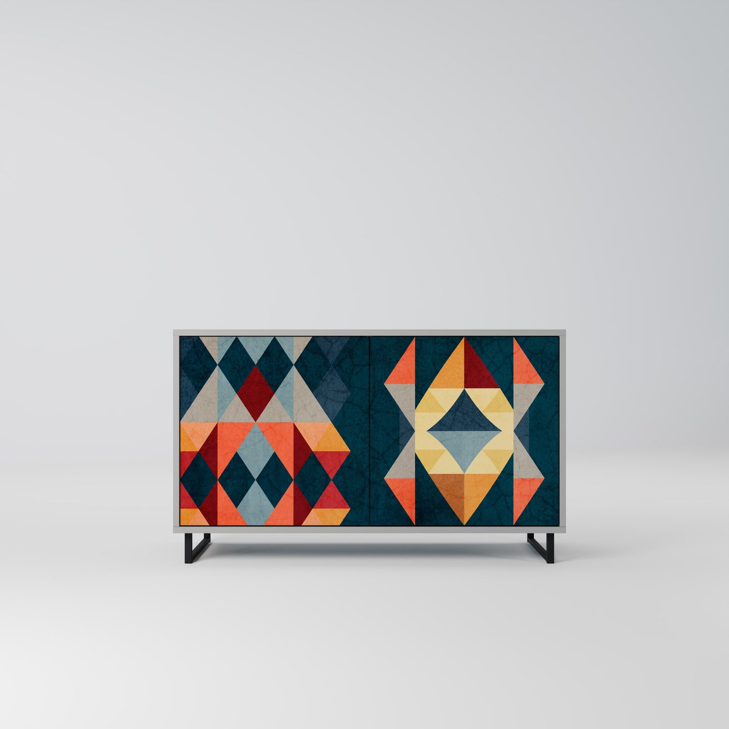CRACKED ILLUSION 2-Door Sideboard in Grey Finish