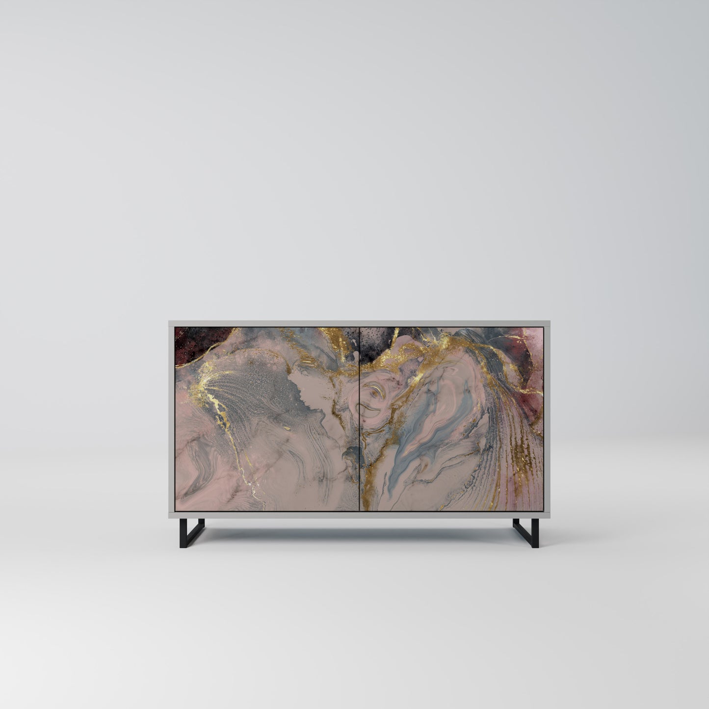 GILDED SWIRLS 2-Door Sideboard in Grey Finish