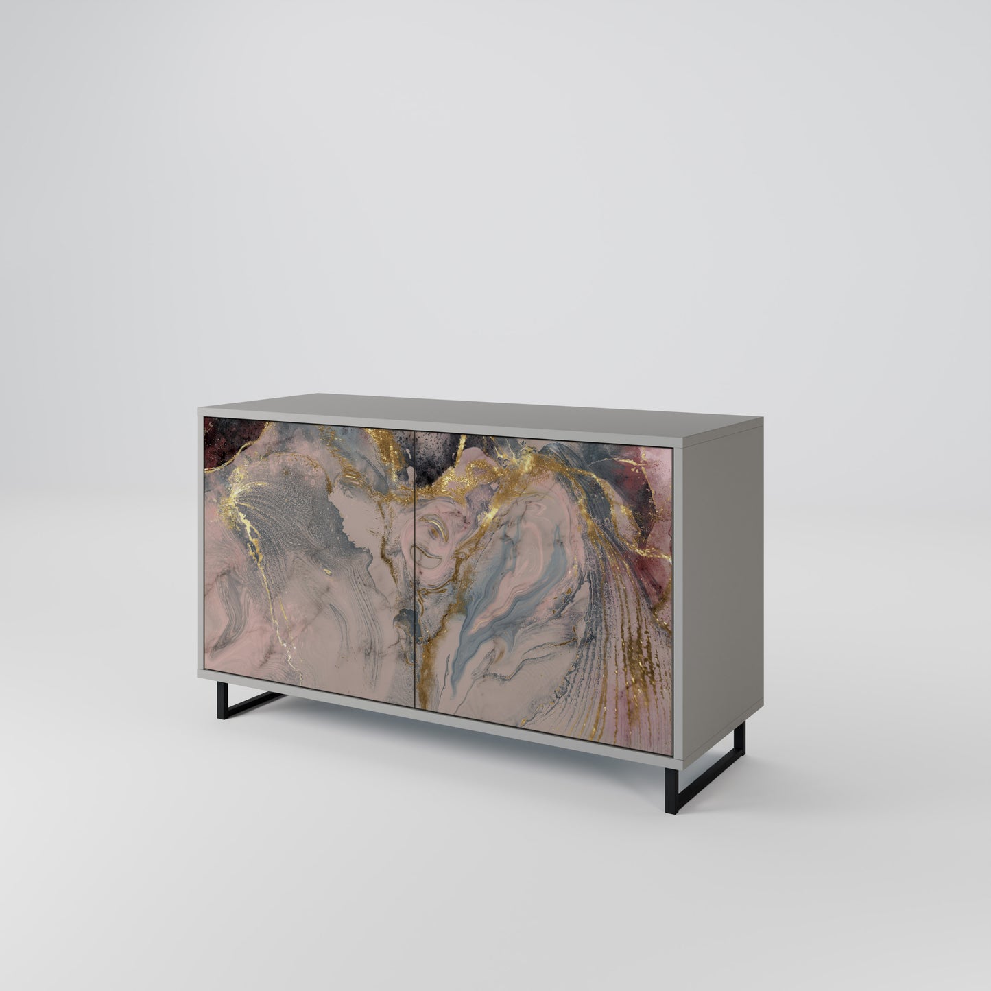 GILDED SWIRLS 2-Door Sideboard in Grey Finish