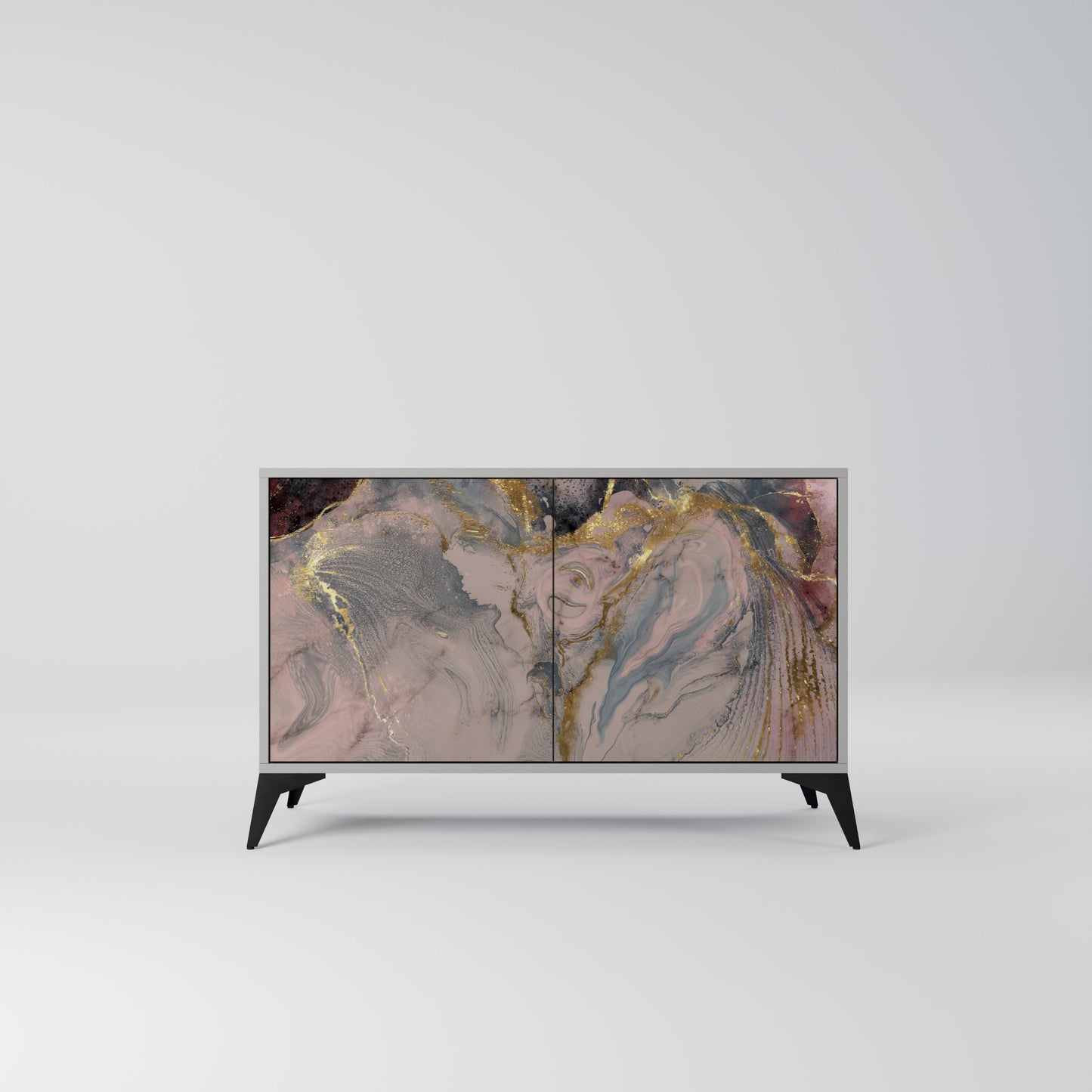 GILDED SWIRLS 2-Door Sideboard in Grey Finish