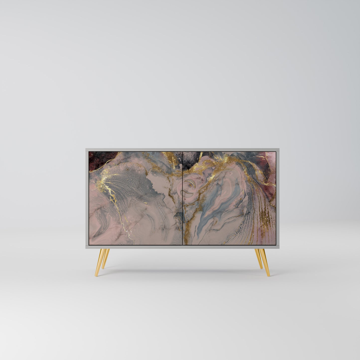GILDED SWIRLS 2-Door Sideboard in Grey Finish