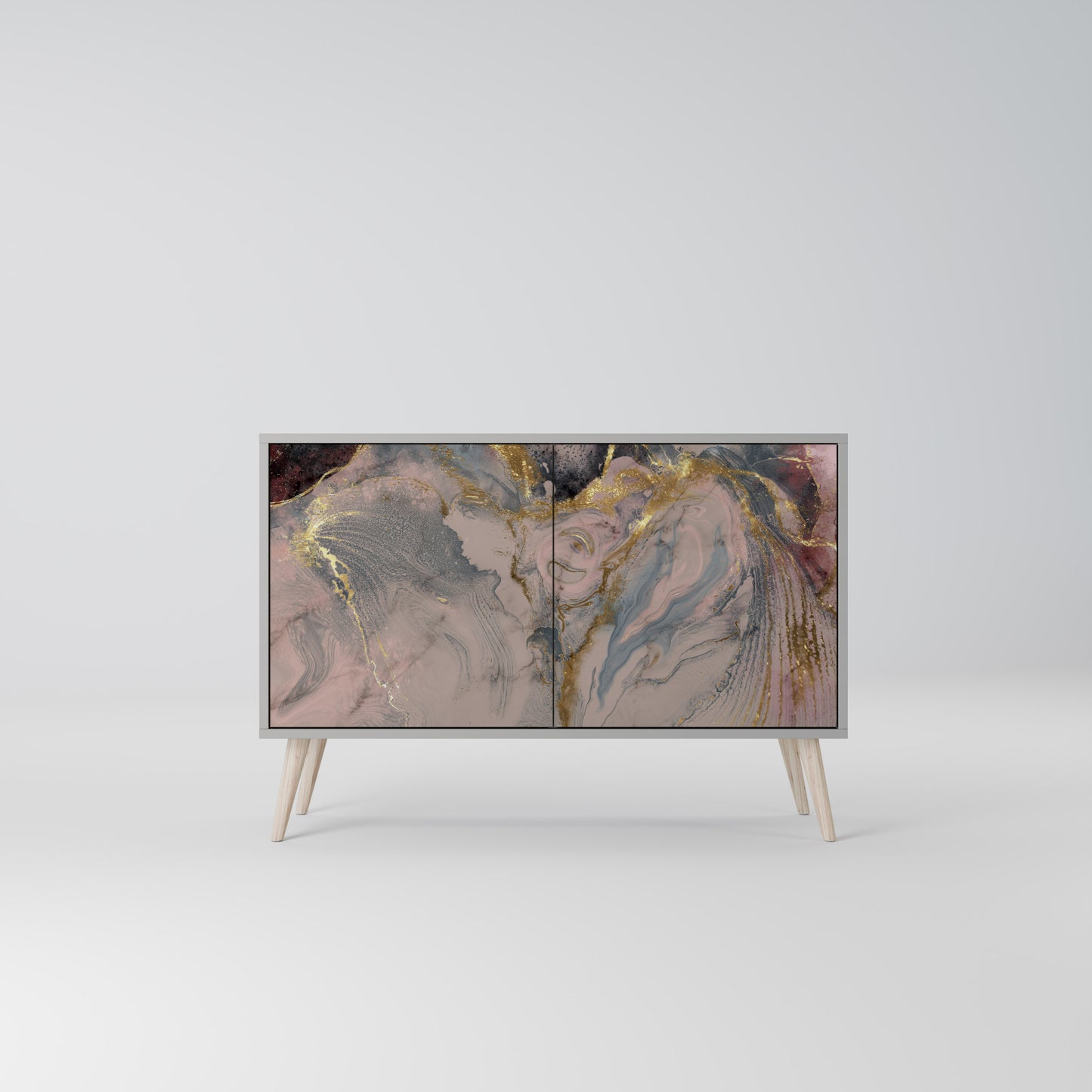 GILDED SWIRLS 2-Door Sideboard in Grey Finish