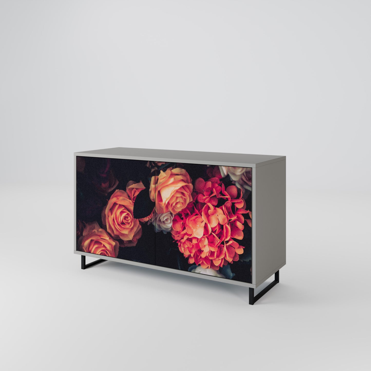 NEVERENDING BLOOM 2-Door Sideboard in Grey Finish