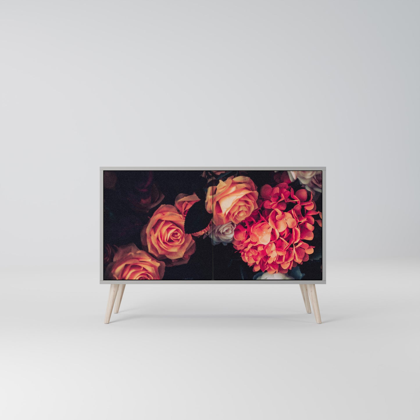 NEVERENDING BLOOM 2-Door Sideboard in Grey Finish