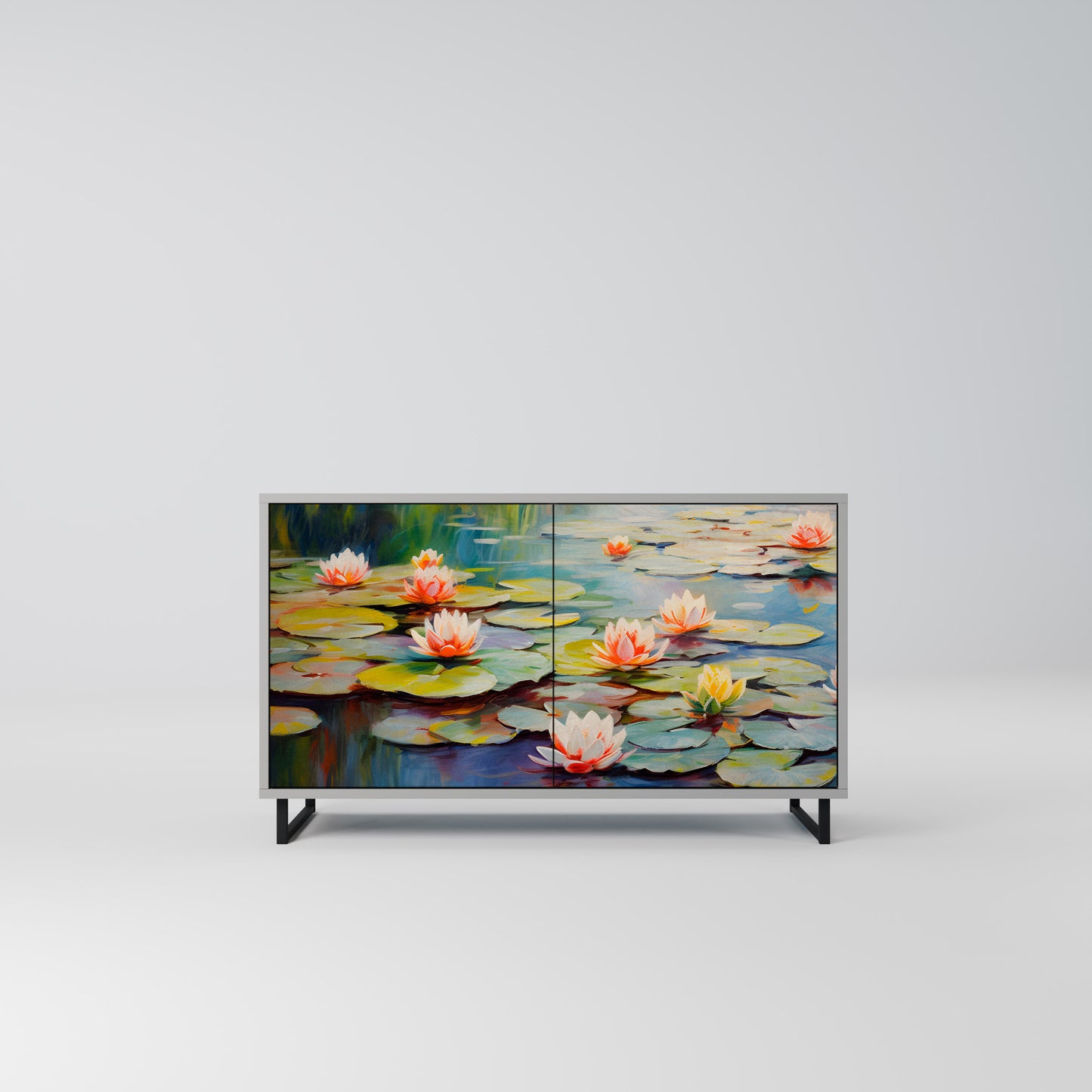 BLOOMING WATERS 2-Door Sideboard in Grey Finish