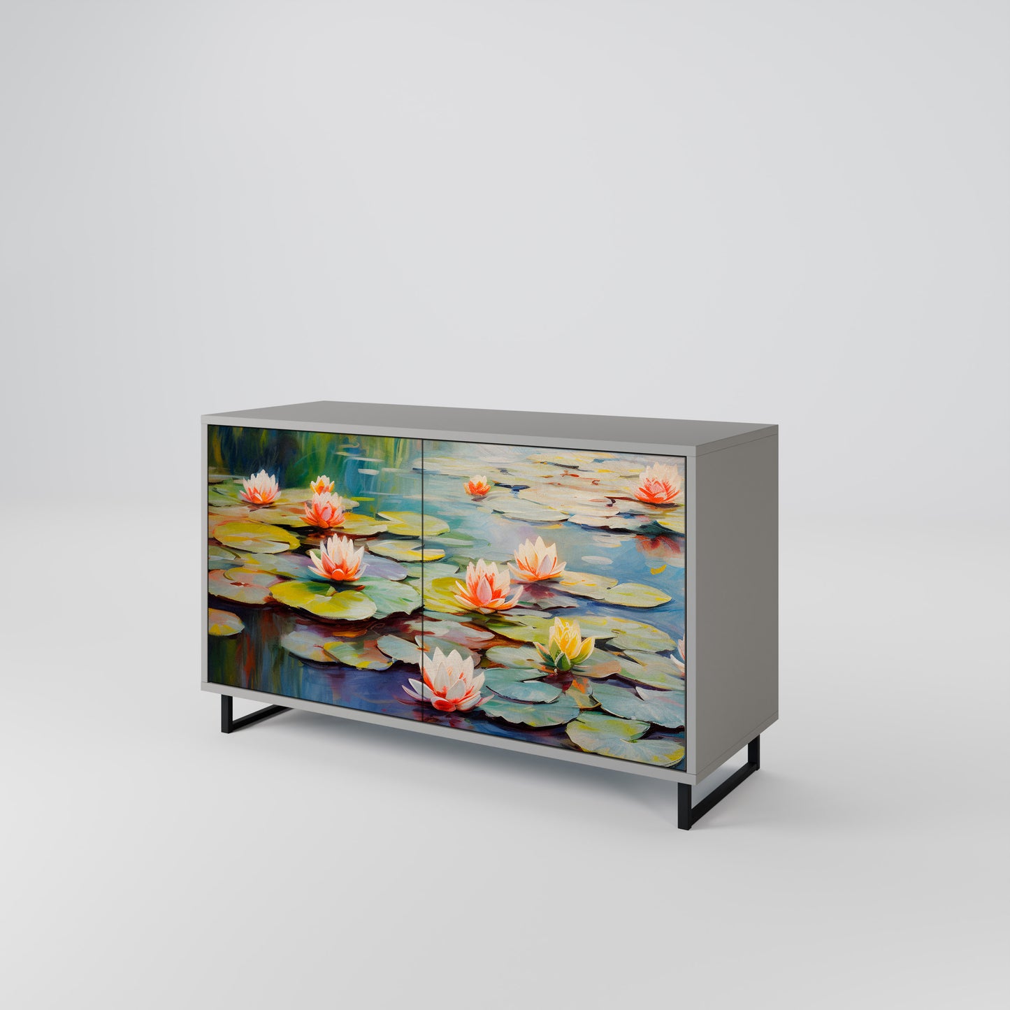 BLOOMING WATERS 2-Door Sideboard in Grey Finish