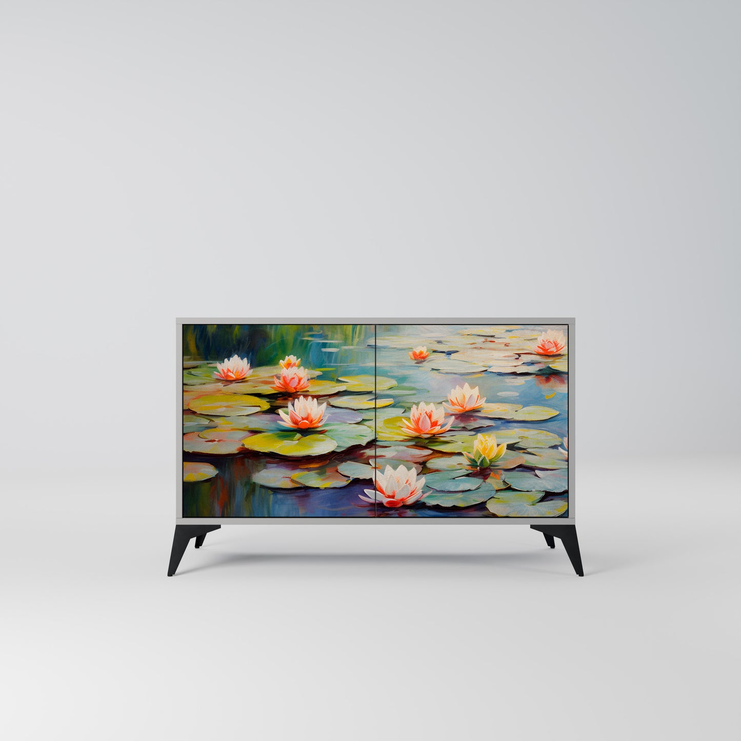 BLOOMING WATERS 2-Door Sideboard in Grey Finish