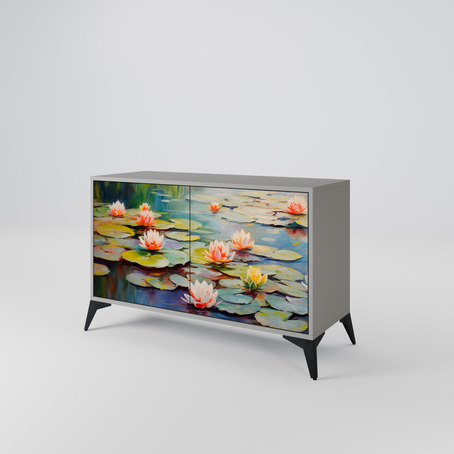 BLOOMING WATERS 2-Door Sideboard in Grey Finish