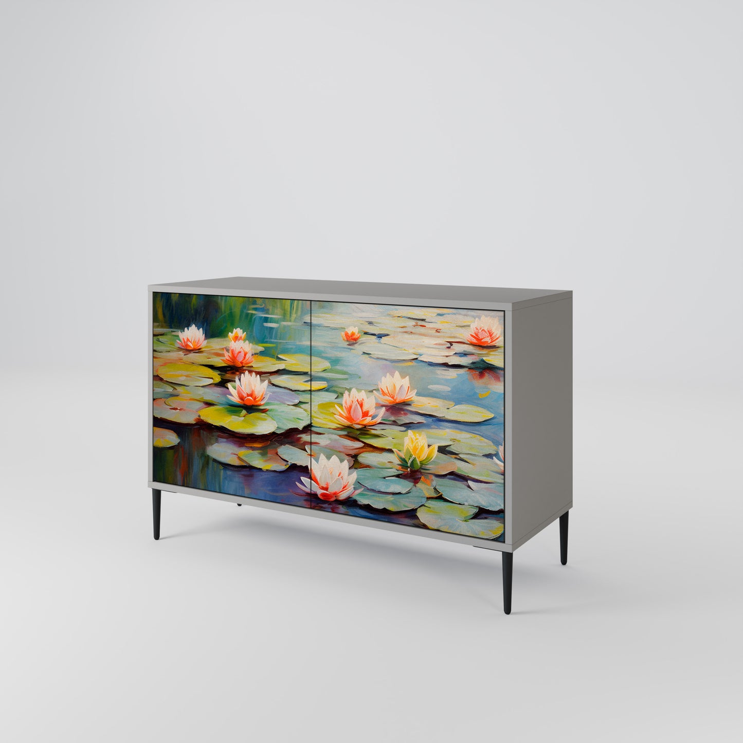 BLOOMING WATERS 2-Door Sideboard in Grey Finish