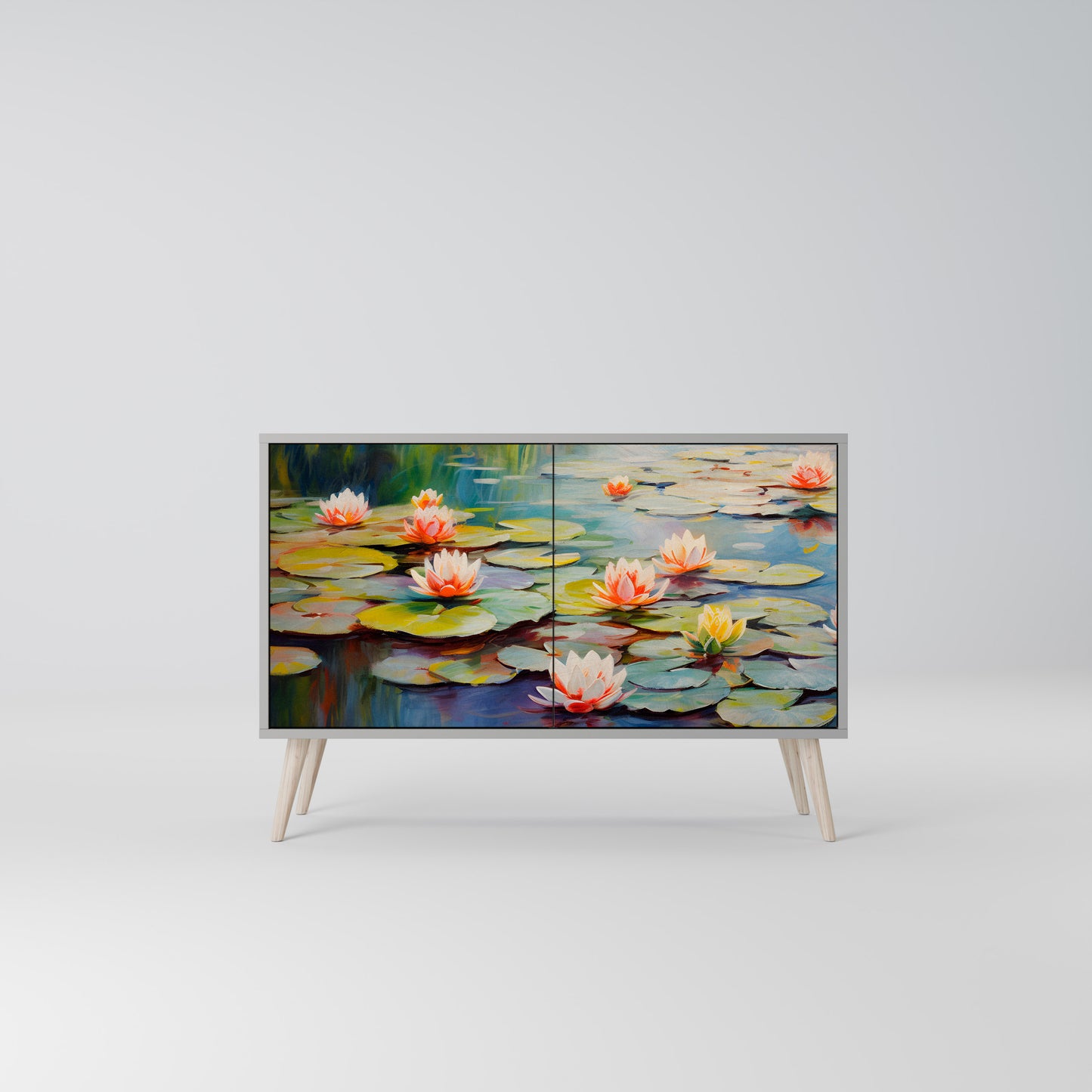 BLOOMING WATERS 2-Door Sideboard in Grey Finish