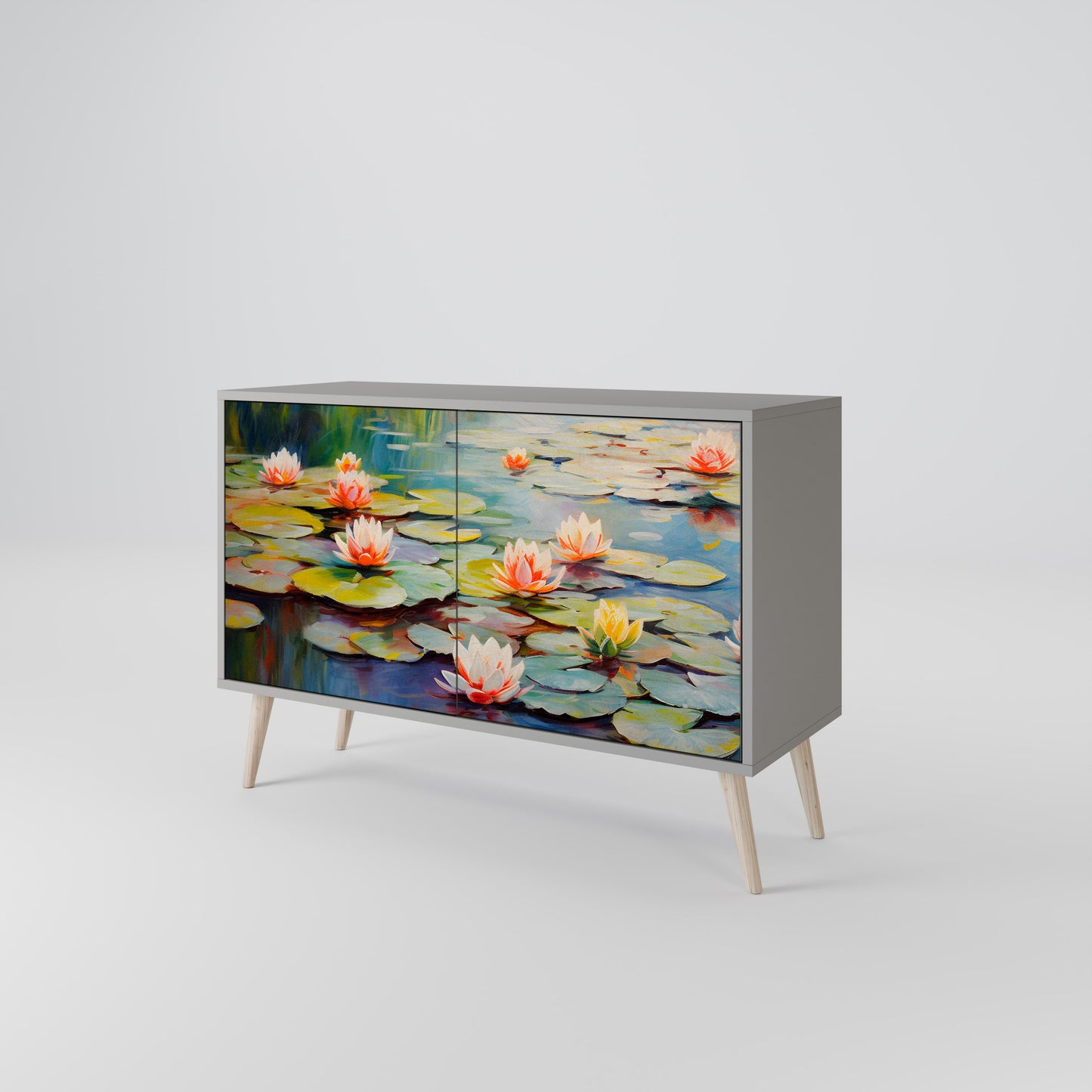 BLOOMING WATERS 2-Door Sideboard in Grey Finish
