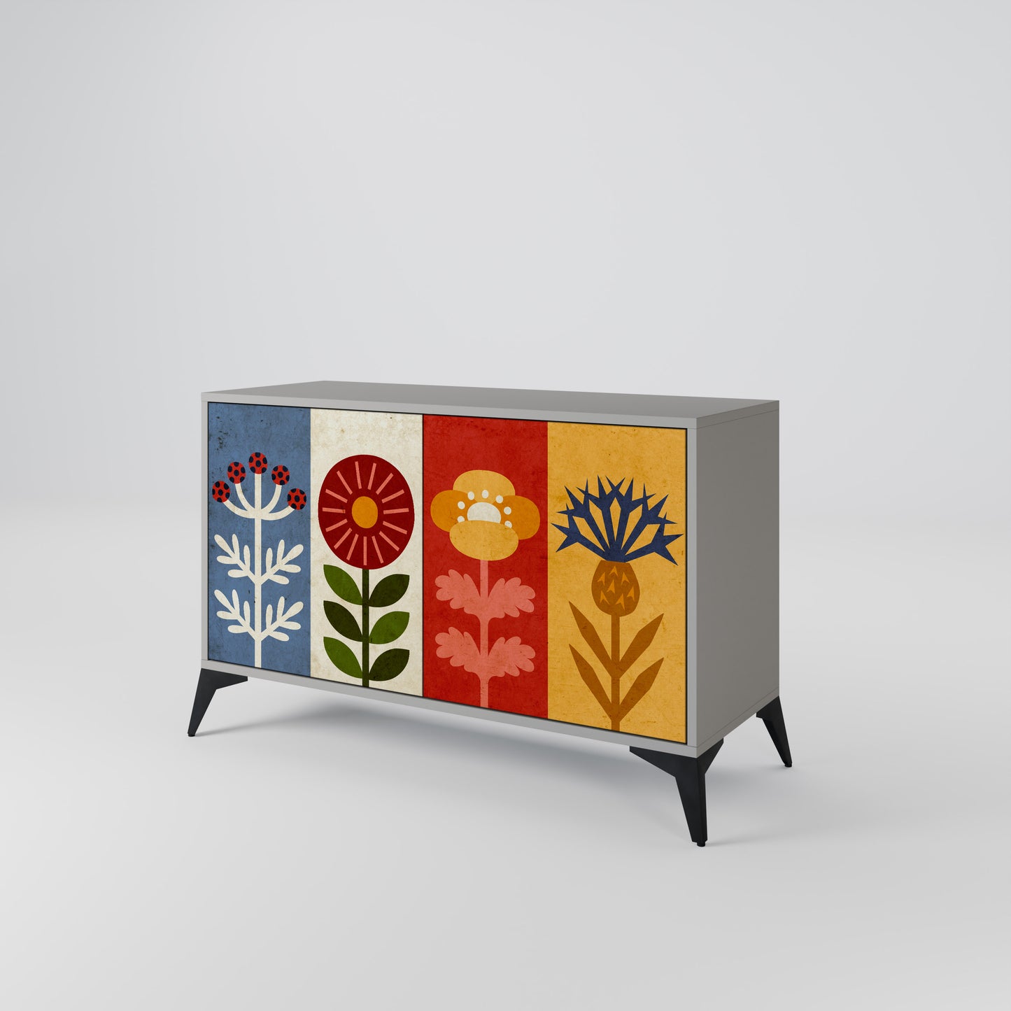 SCANDIC FLOWERET 2-Door Sideboard in Grey Finish