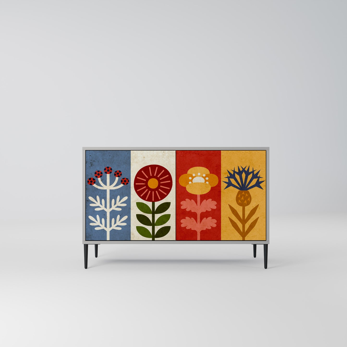 SCANDIC FLOWERET 2-Door Sideboard in Grey Finish