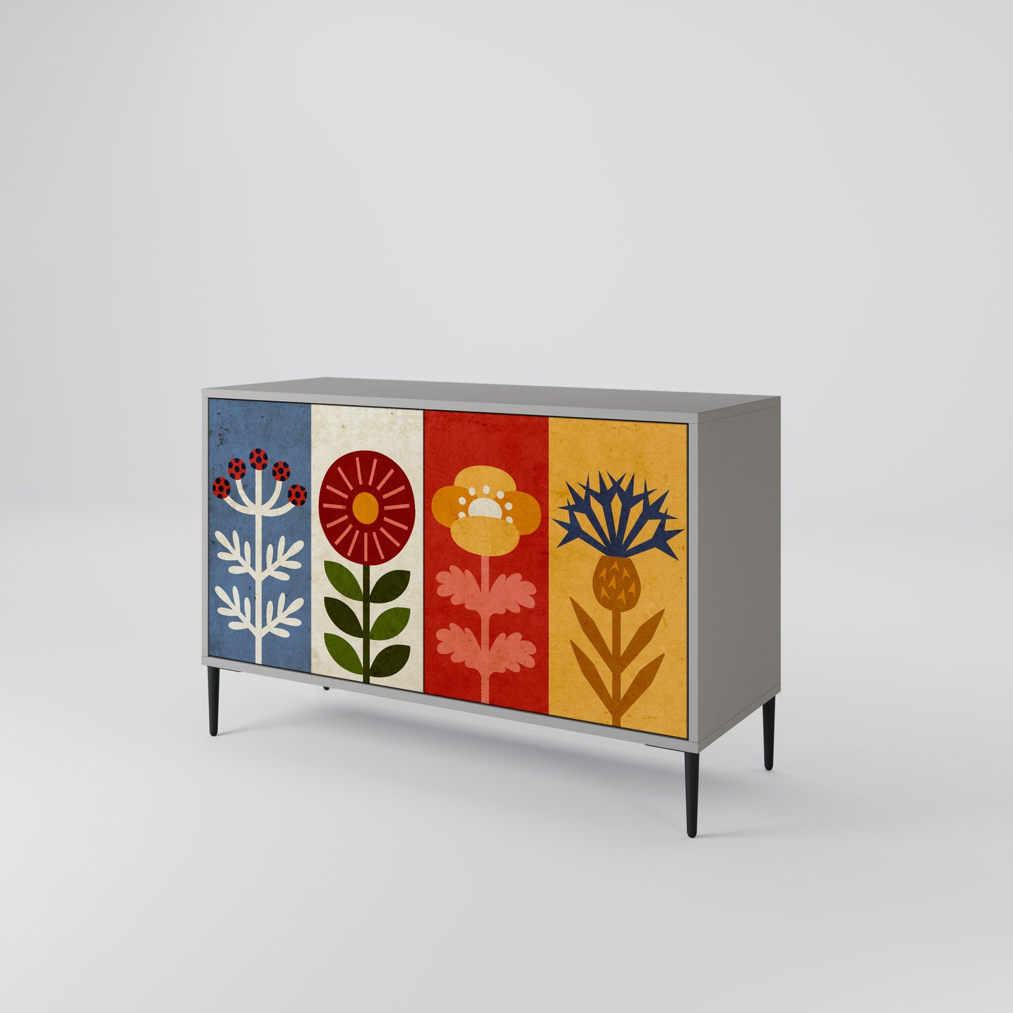 SCANDIC FLOWERET 2-Door Sideboard in Grey Finish