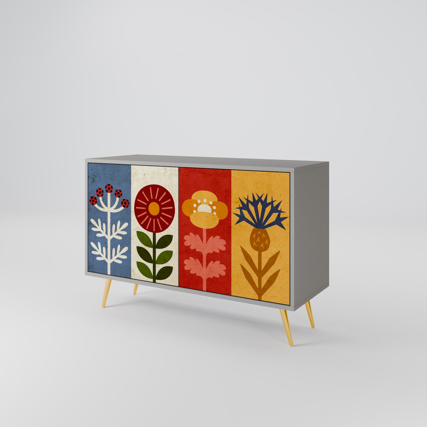 SCANDIC FLOWERET 2-Door Sideboard in Grey Finish