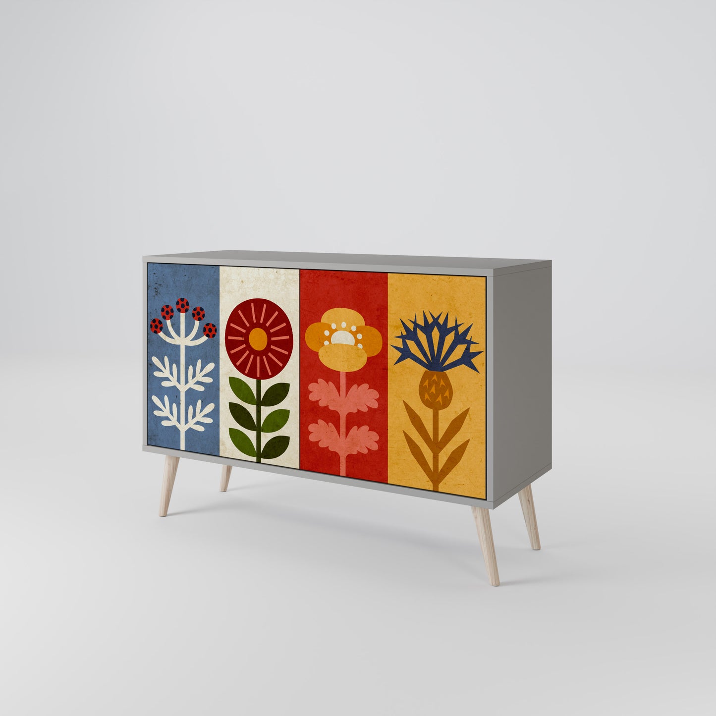 SCANDIC FLOWERET 2-Door Sideboard in Grey Finish