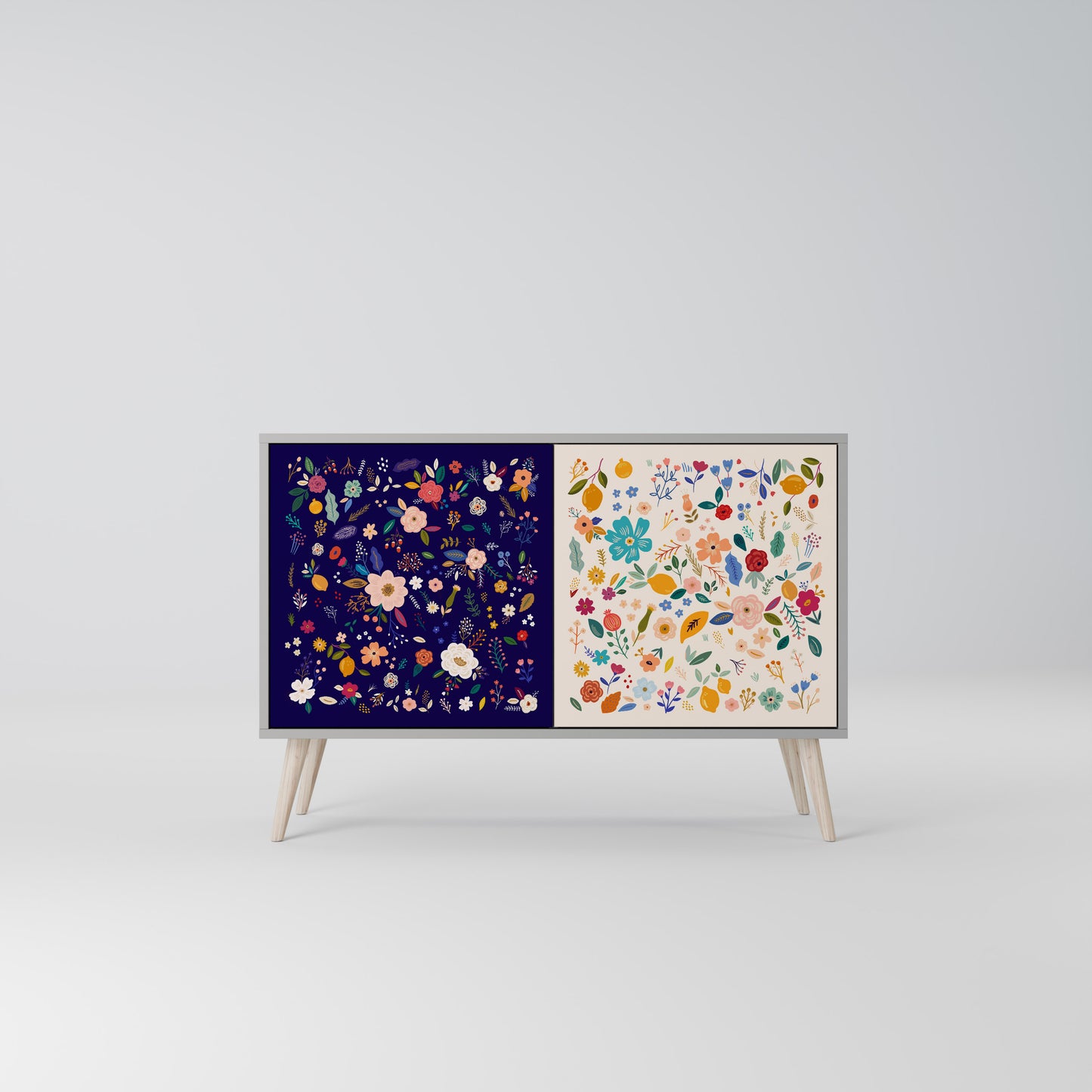 FLORAL COMBINATION 2-Door Sideboard in Grey Finish
