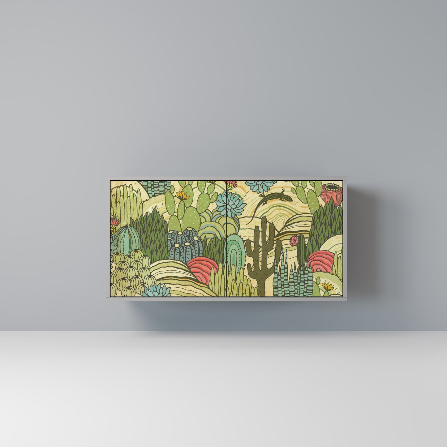 SUCCULENTS KALEIDOSCOPE 2-Door Sideboard in Grey Finish