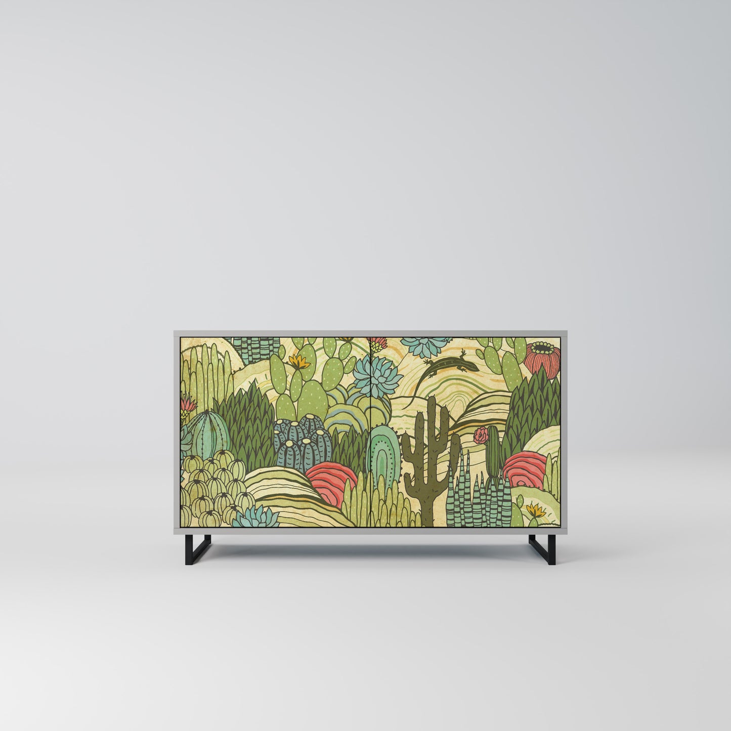 SUCCULENTS KALEIDOSCOPE 2-Door Sideboard in Grey Finish