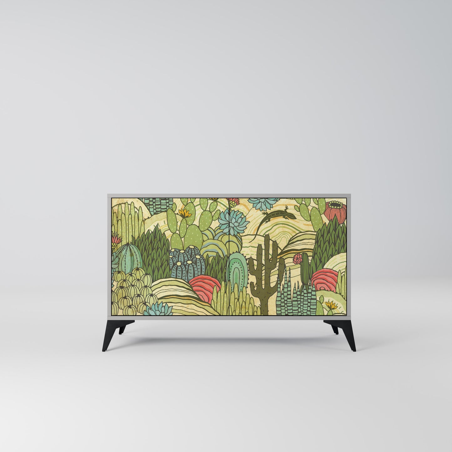 SUCCULENTS KALEIDOSCOPE 2-Door Sideboard in Grey Finish