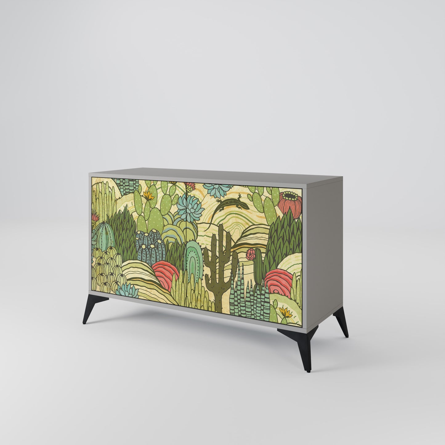 SUCCULENTS KALEIDOSCOPE 2-Door Sideboard in Grey Finish