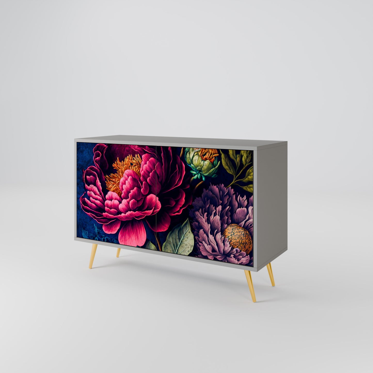 BLOOMING ELEGANCE 2-Door Sideboard in Grey Finish