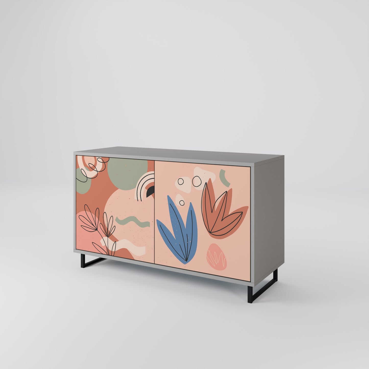 PASTEL DESTINY 2-Door Sideboard in Grey Finish