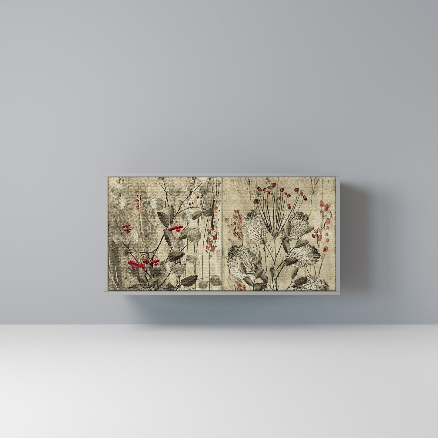 HERBAL GRACE 2-Door Sideboard in Grey Finish