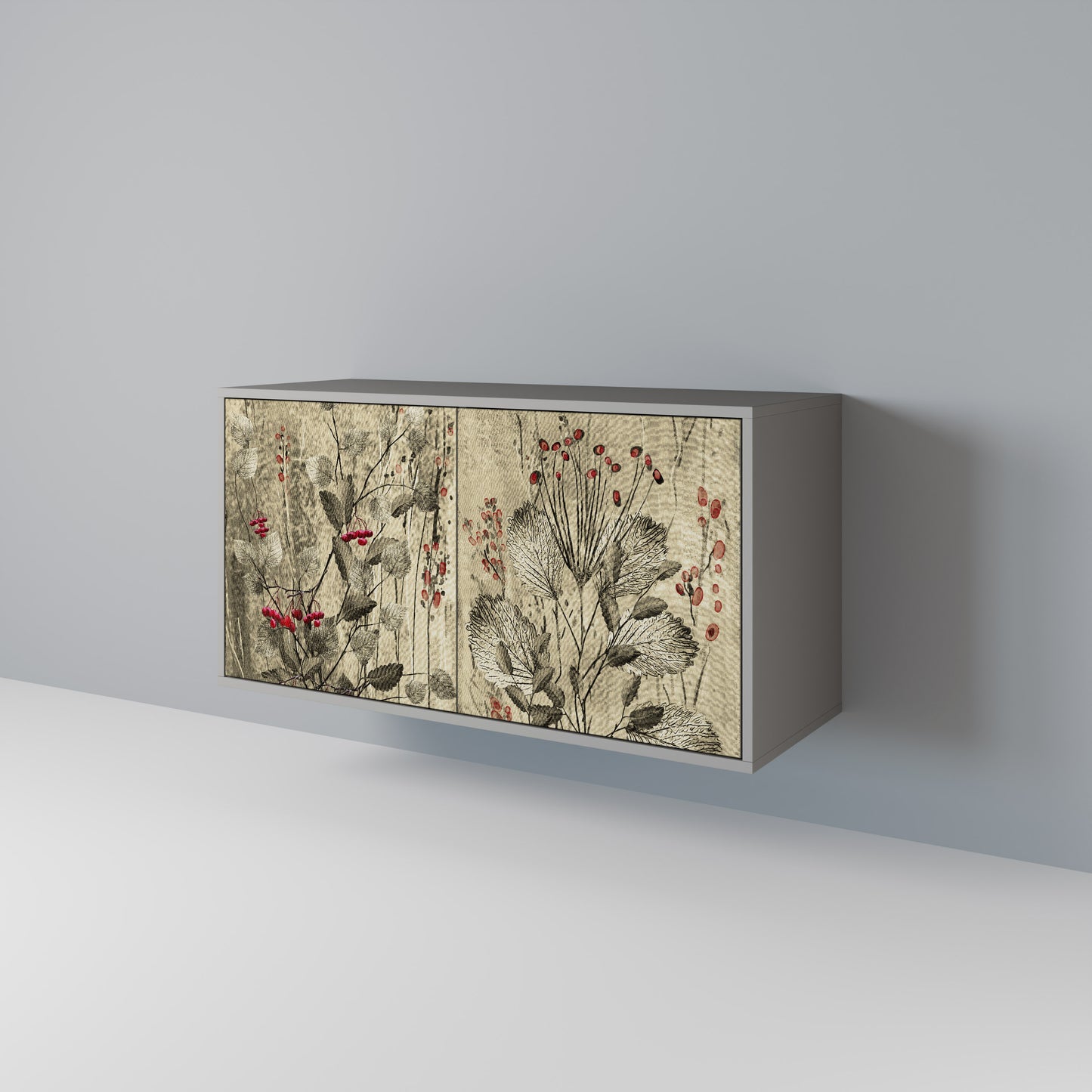 HERBAL GRACE 2-Door Sideboard in Grey Finish