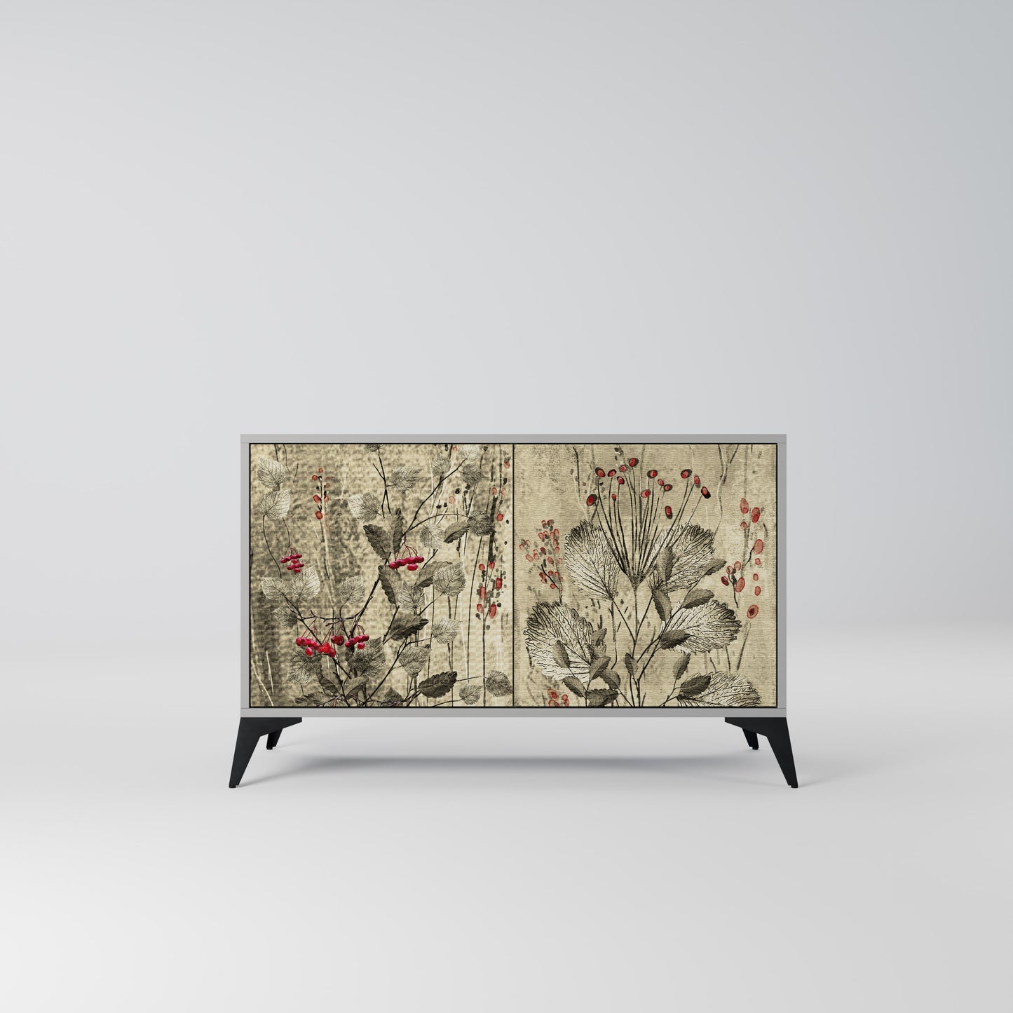 HERBAL GRACE 2-Door Sideboard in Grey Finish