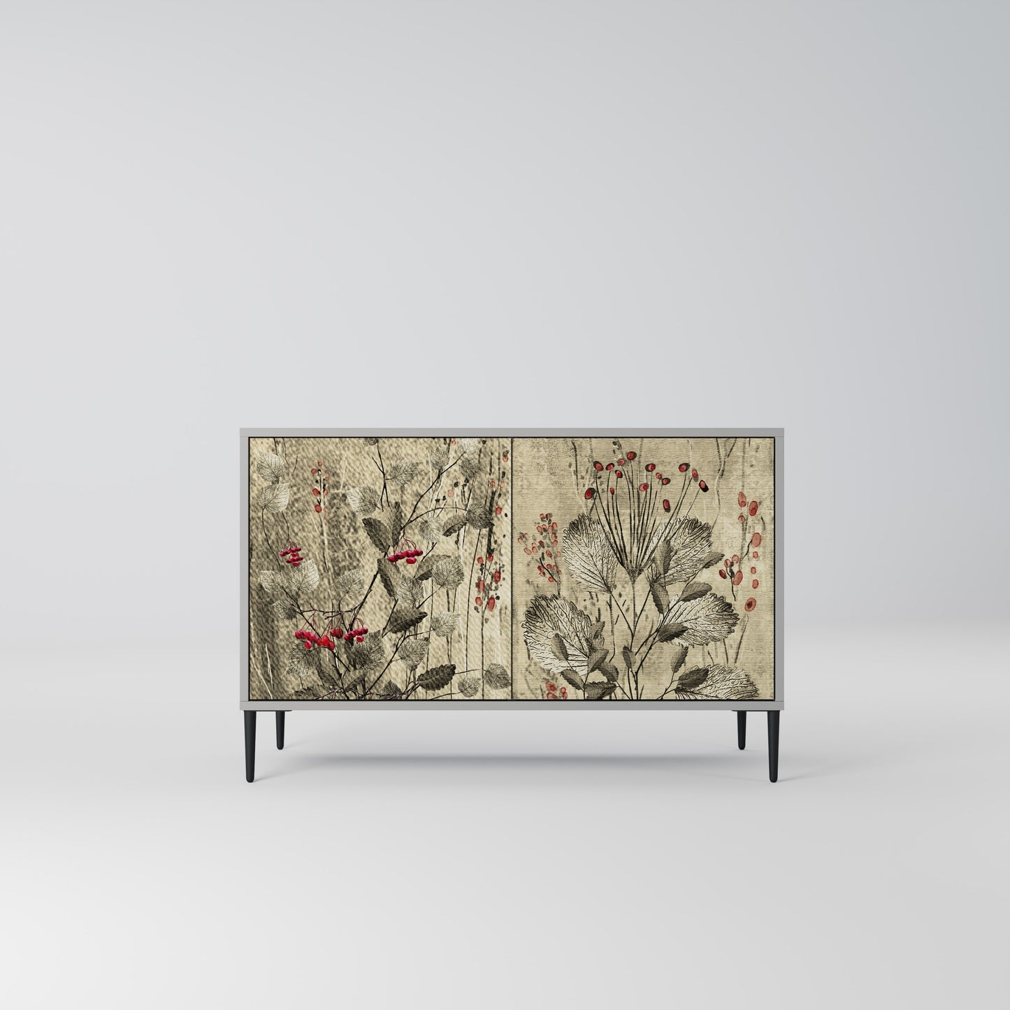 HERBAL GRACE 2-Door Sideboard in Grey Finish