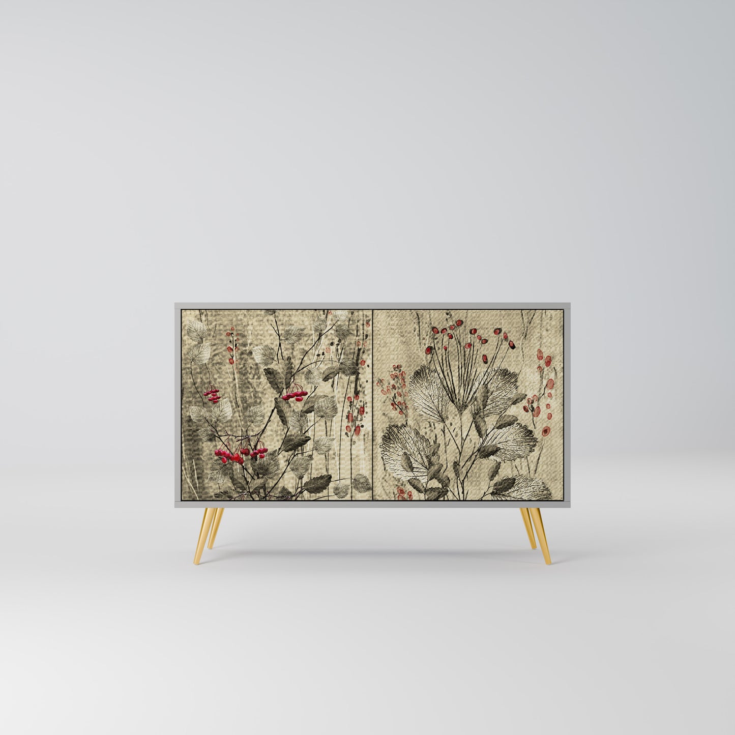 HERBAL GRACE 2-Door Sideboard in Grey Finish