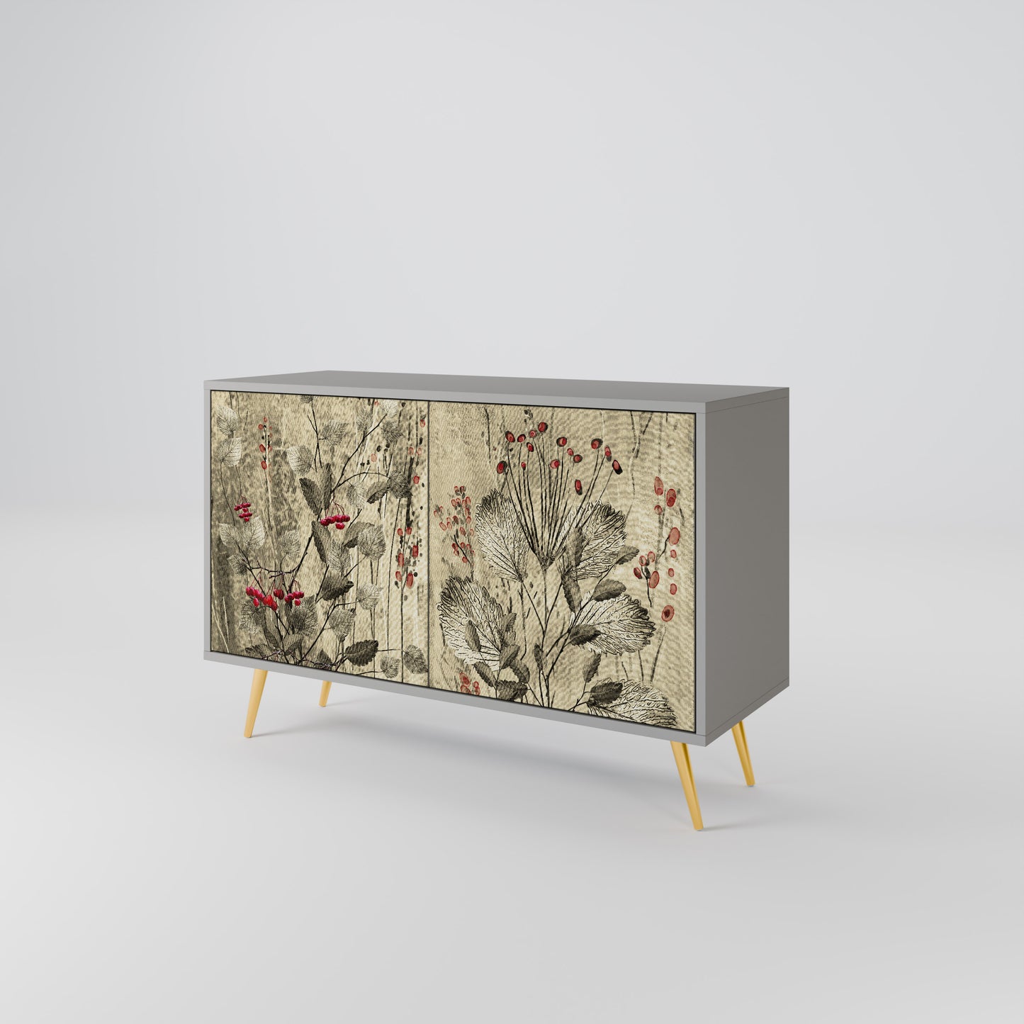 HERBAL GRACE 2-Door Sideboard in Grey Finish