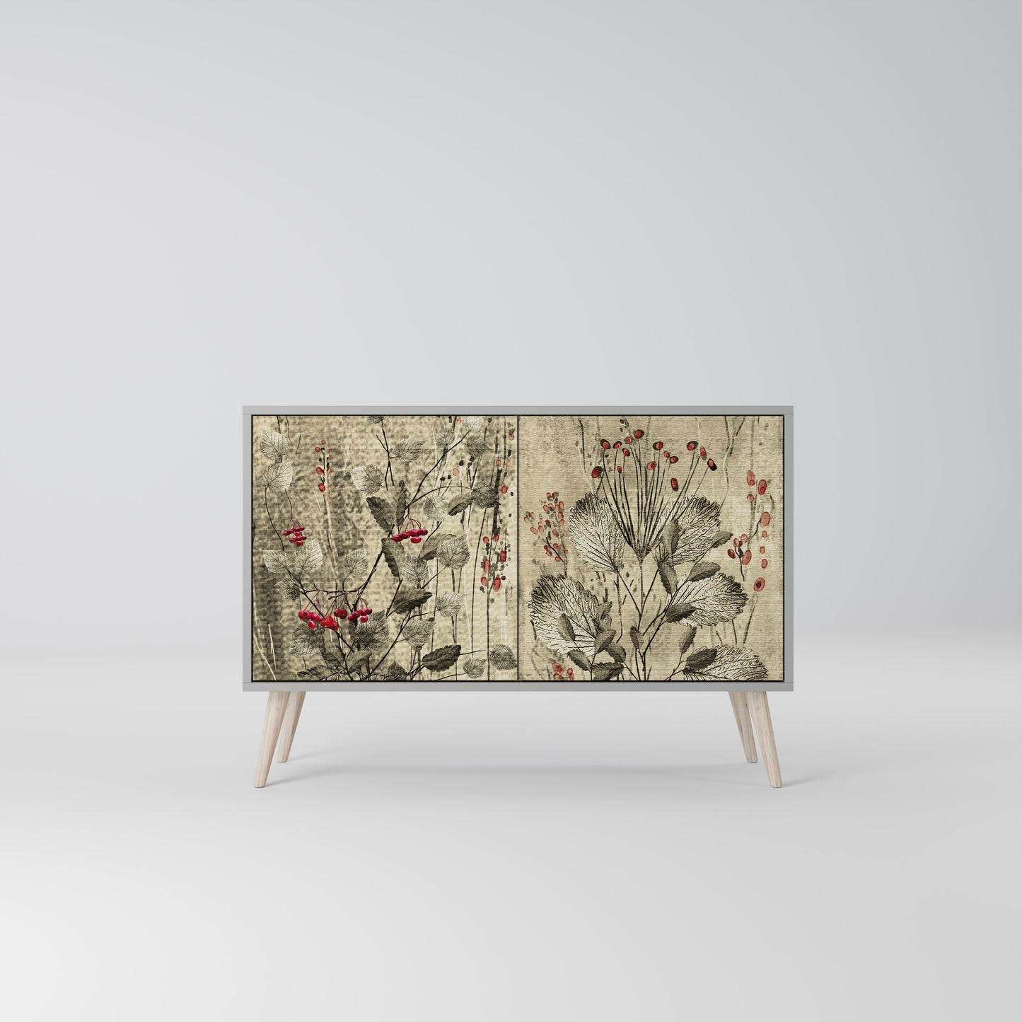 HERBAL GRACE 2-Door Sideboard in Grey Finish