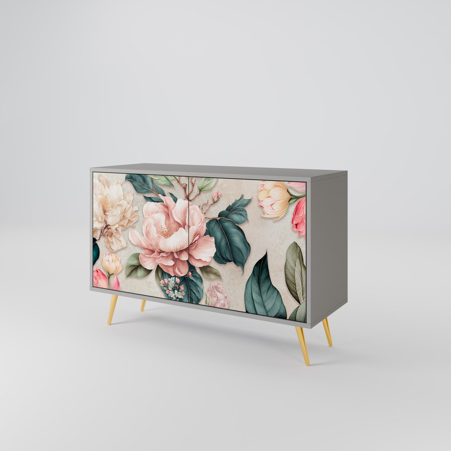 FLORAL GRACE 2-Door Sideboard in Grey Finish