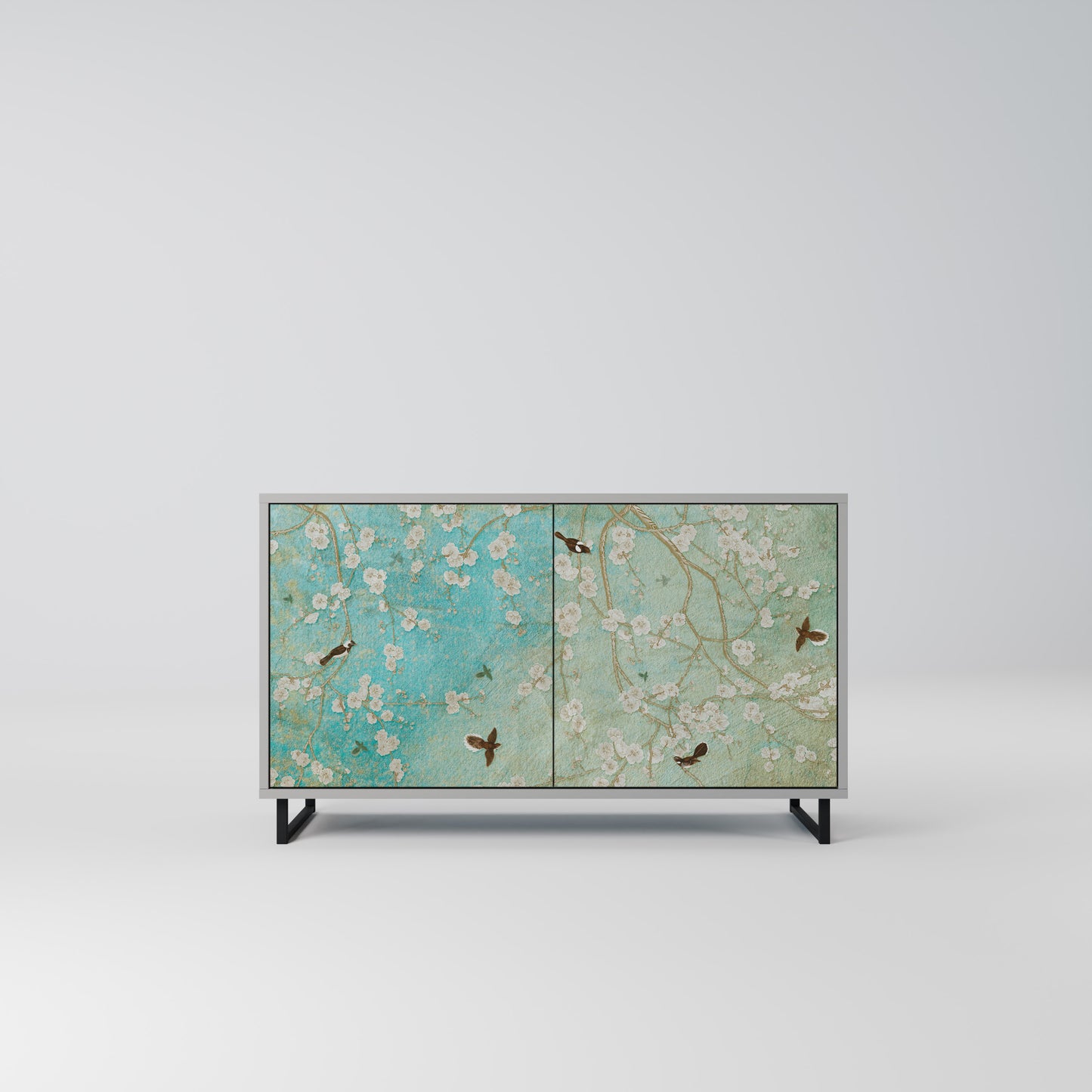 BLOOMING CHARM 2-Door Sideboard in Grey Finish
