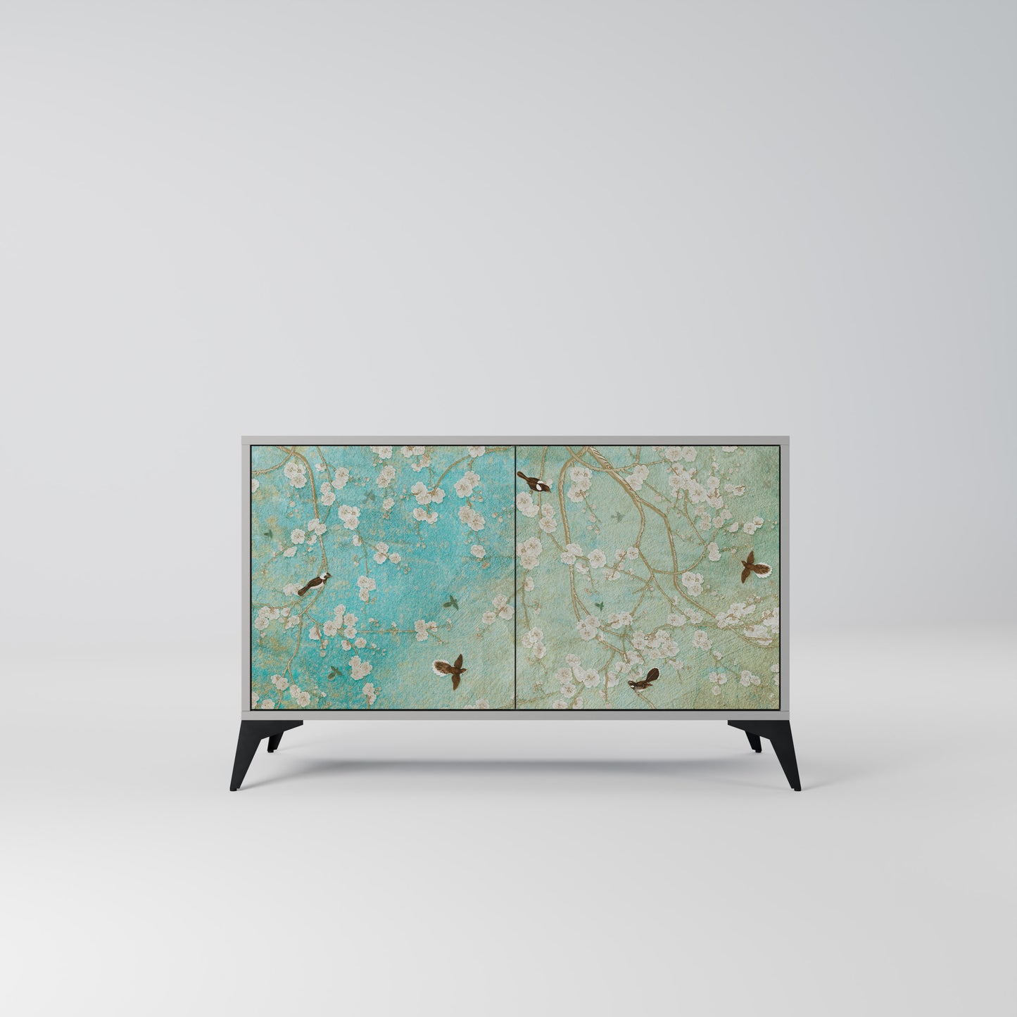 BLOOMING CHARM 2-Door Sideboard in Grey Finish
