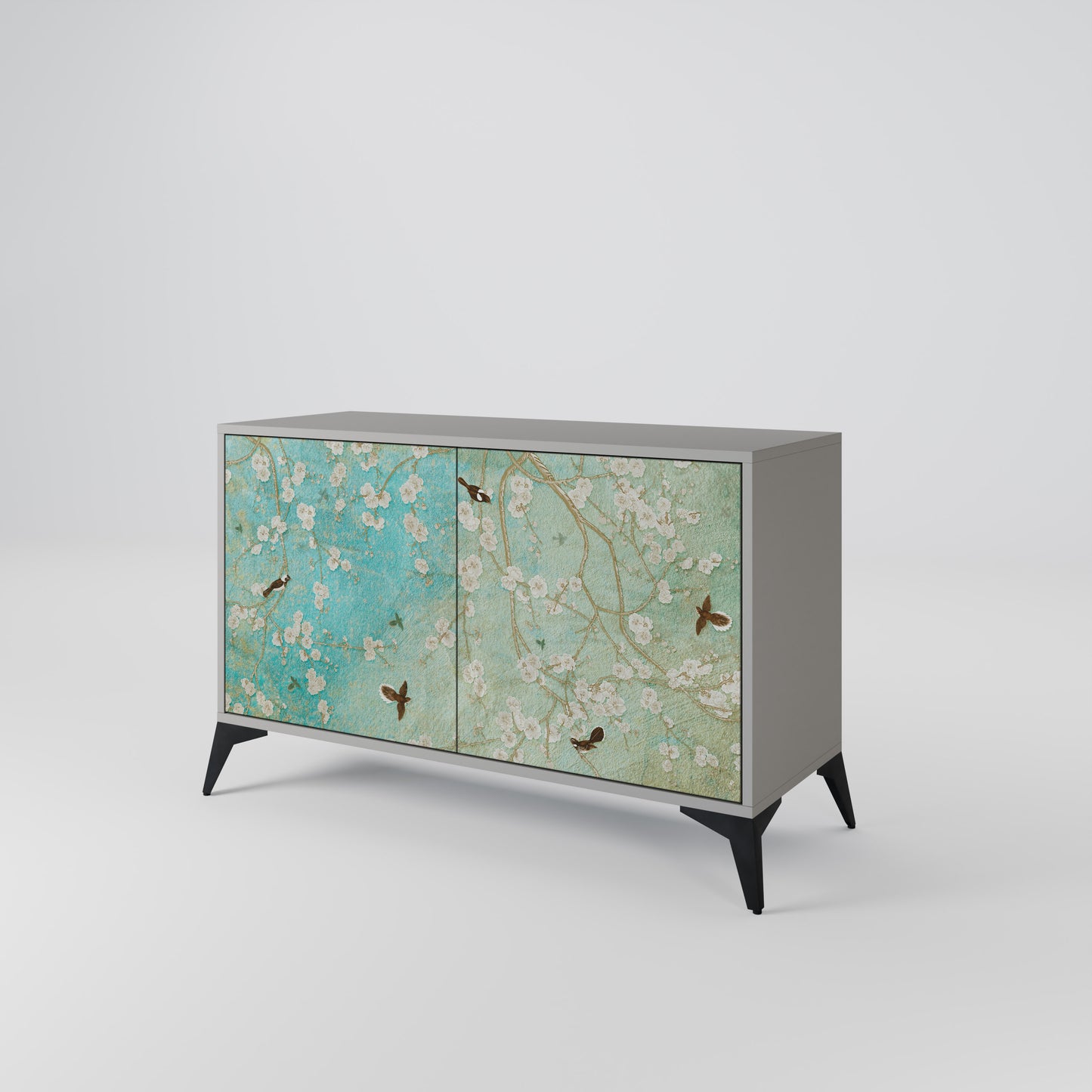 BLOOMING CHARM 2-Door Sideboard in Grey Finish