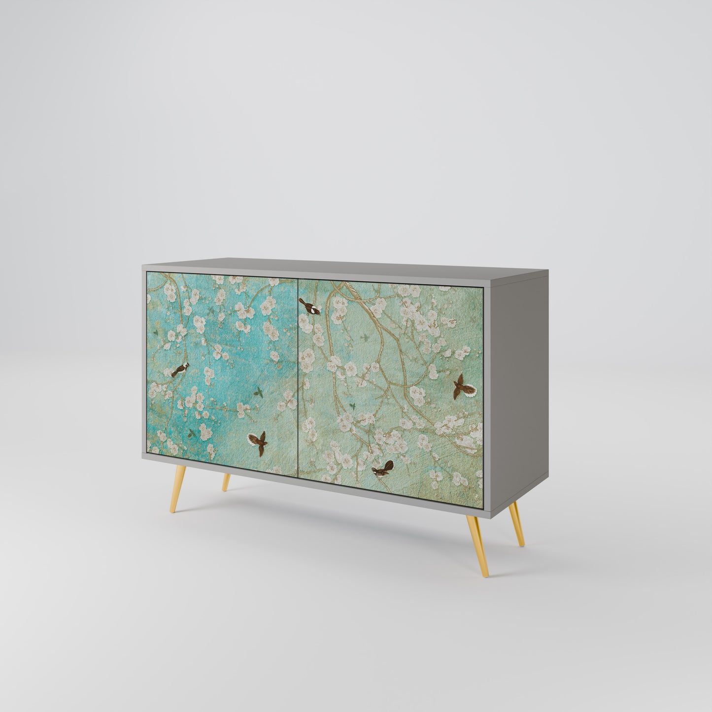 BLOOMING CHARM 2-Door Sideboard in Grey Finish